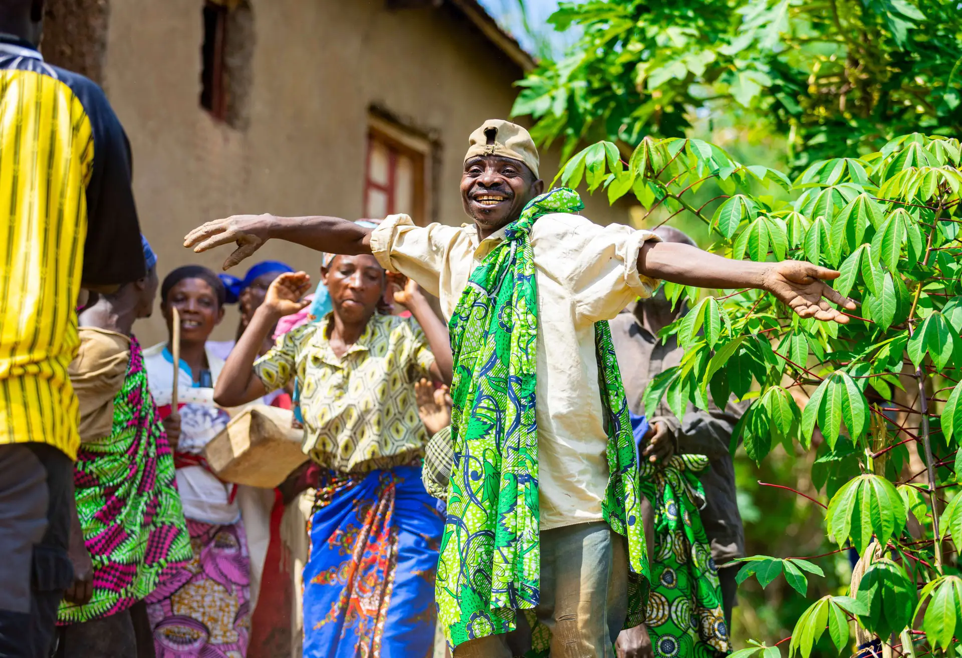 Community members dancing and celebrating together
