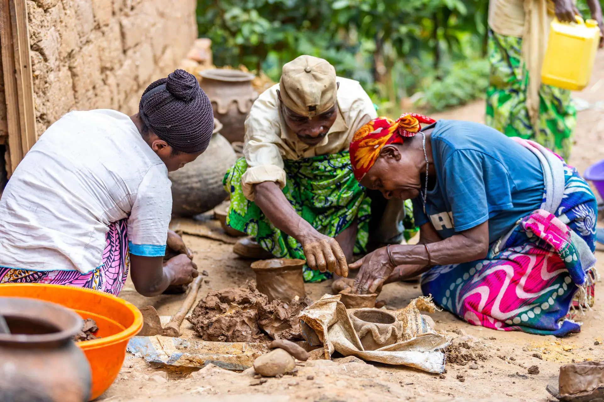 Women making traditional pottery